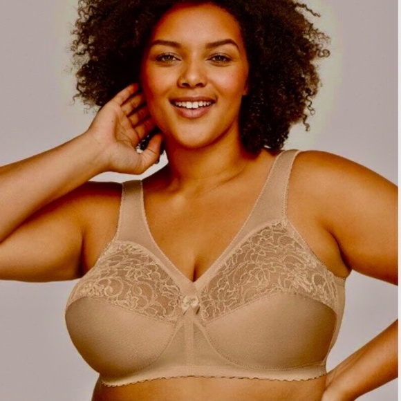 Glamorise Magic Lift Bra 46DD Tan Nude Full Figure Lace - Picture 1 of 5